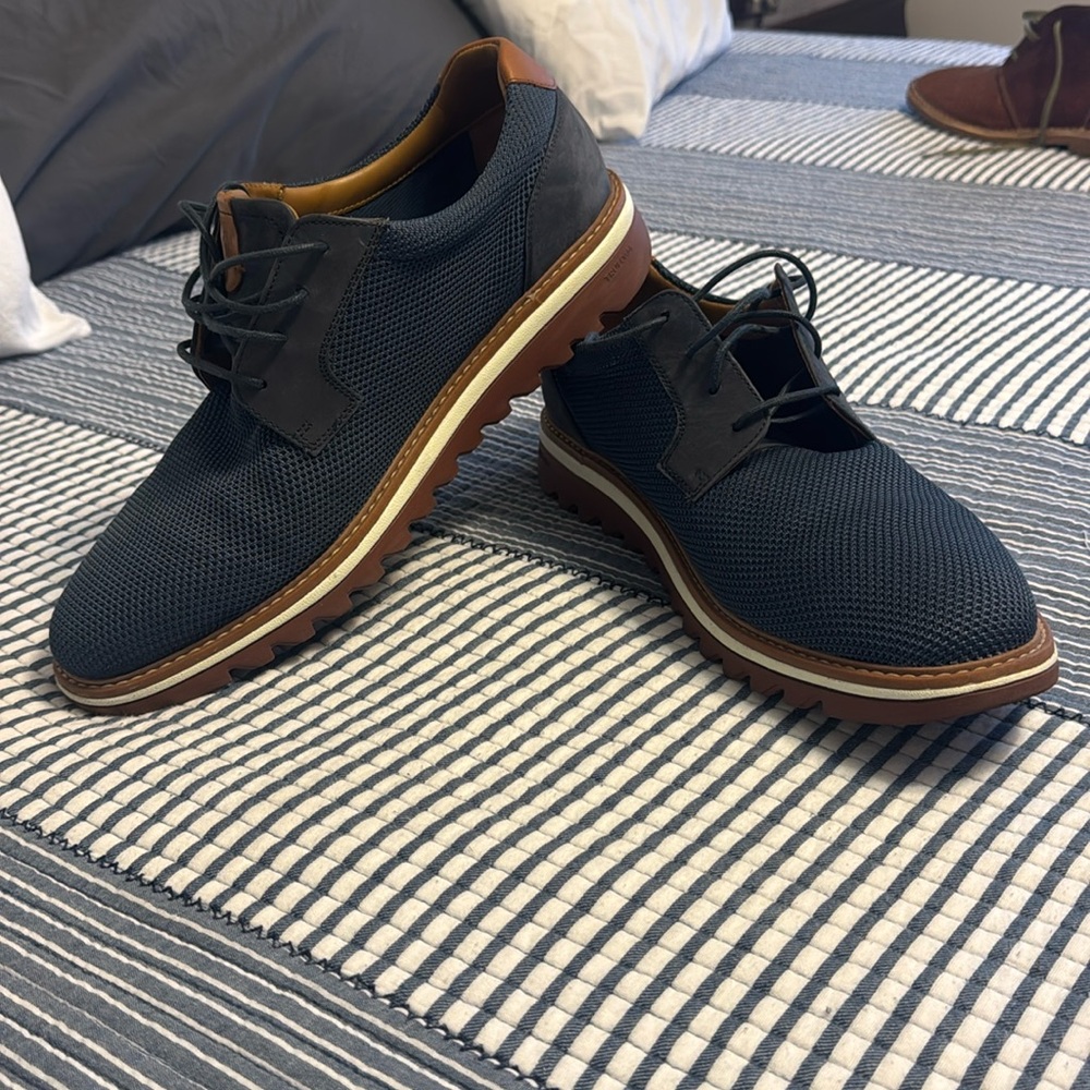 Johnston & Murphy Tru Foam Blue Knit Dress Shoes Mens Size 12